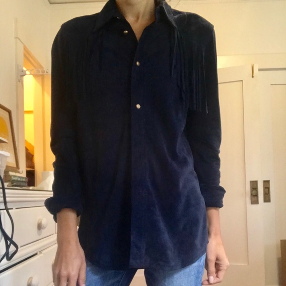 NWOT // FREE PEOPLE Fringe Suede Shirt - Picture 4 of 8